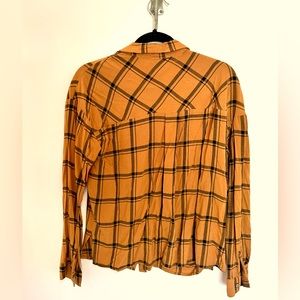 Burnt orange Plaid button down top